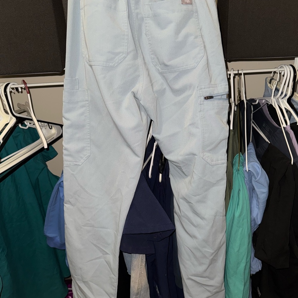 FIGS dusty blue kade cargo scrub pants